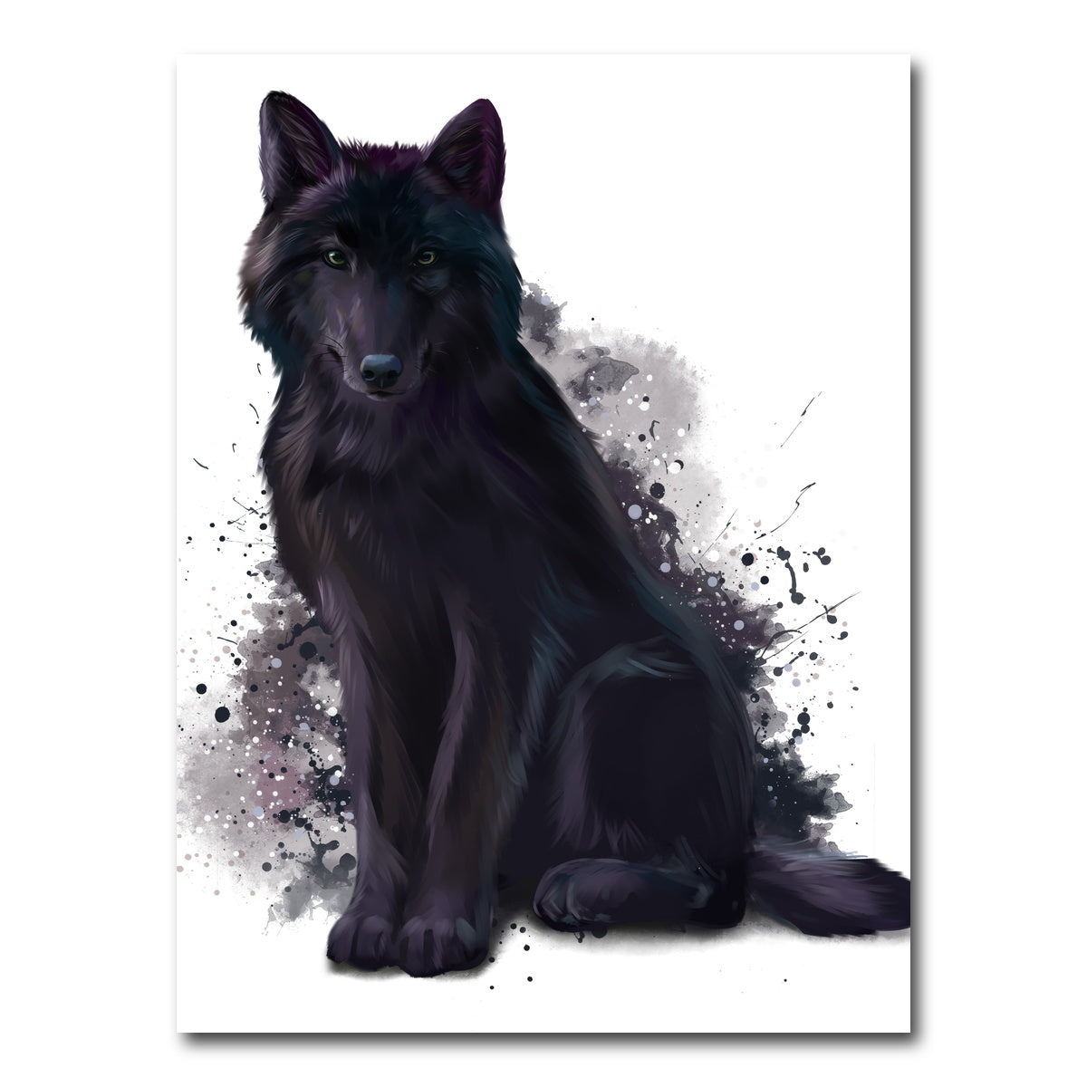 AUTO-MOCKUP WHITE | Black Wolf watercolor | 1 Piece | Gallery Wrap Canvas | group=3x4