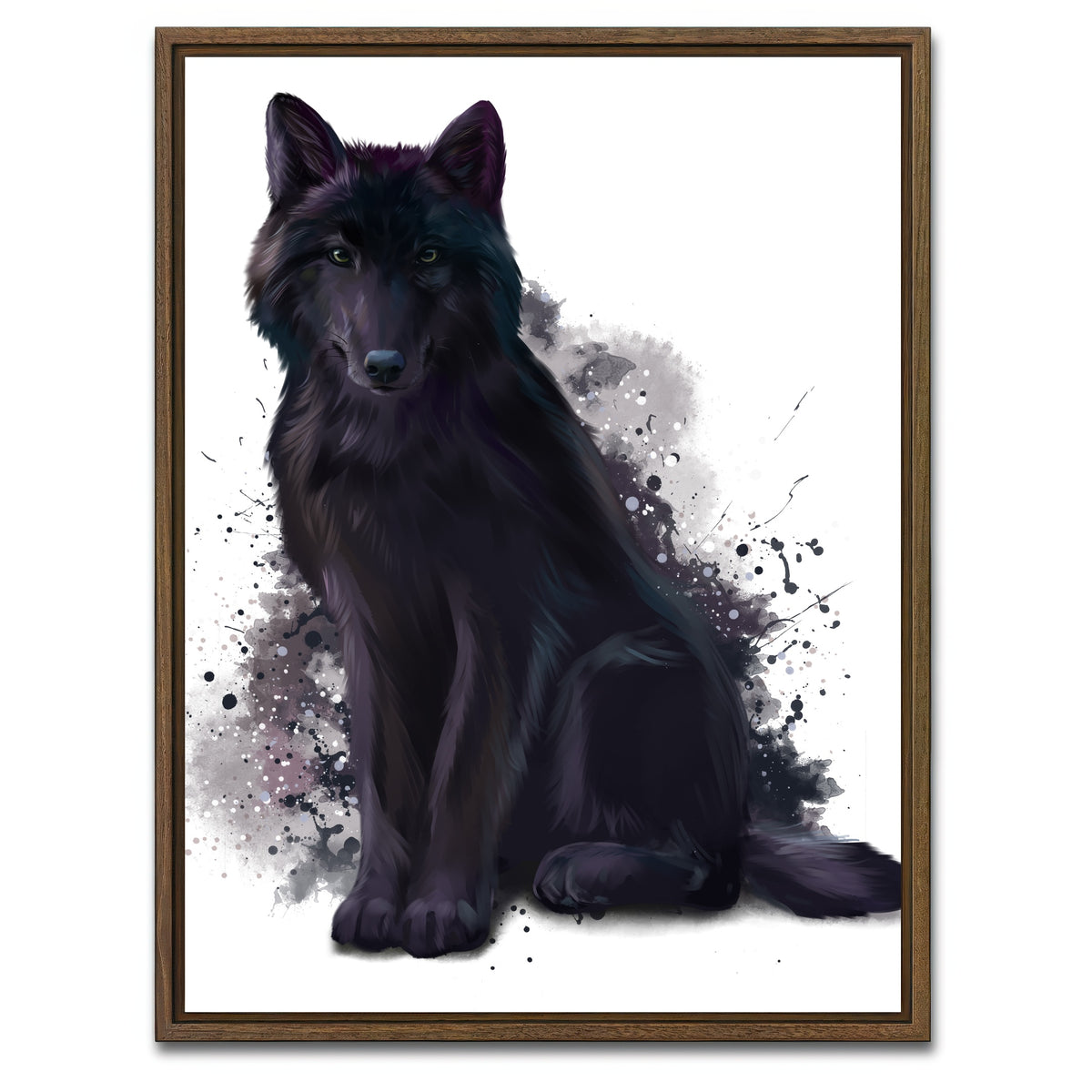 AUTO-MOCKUP WHITE | Black Wolf watercolor | 1 Piece | Walnut Framed Canvas | group=3x4