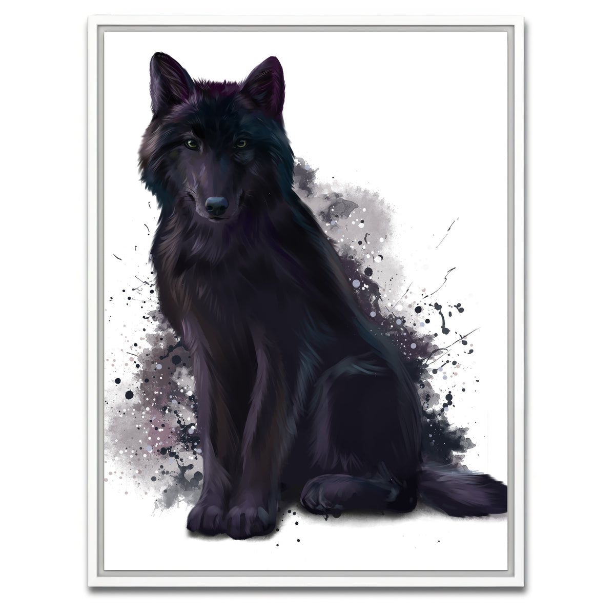AUTO-MOCKUP WHITE | Black Wolf watercolor | 1 Piece | White Framed Canvas | group=3x4