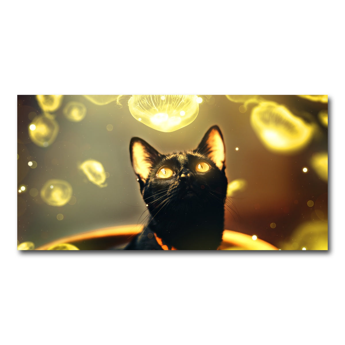 AUTO-MOCKUP WHITE | Black cat with jellyfish | 1 Piece | Gallery Wrap Canvas | group=2x1