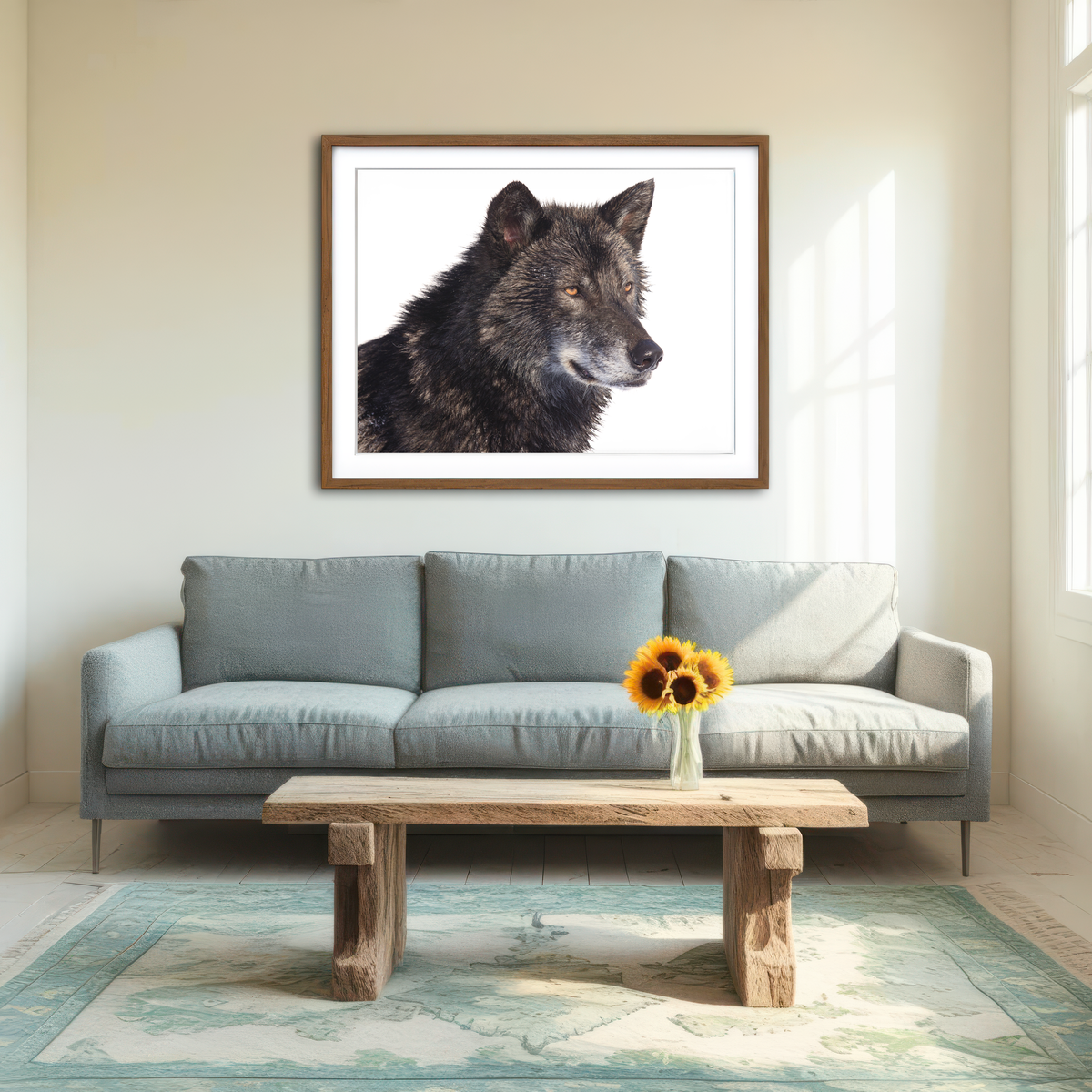 AUTO-MOCKUP ROOM | Black Wolf Side Portrait Wall Art