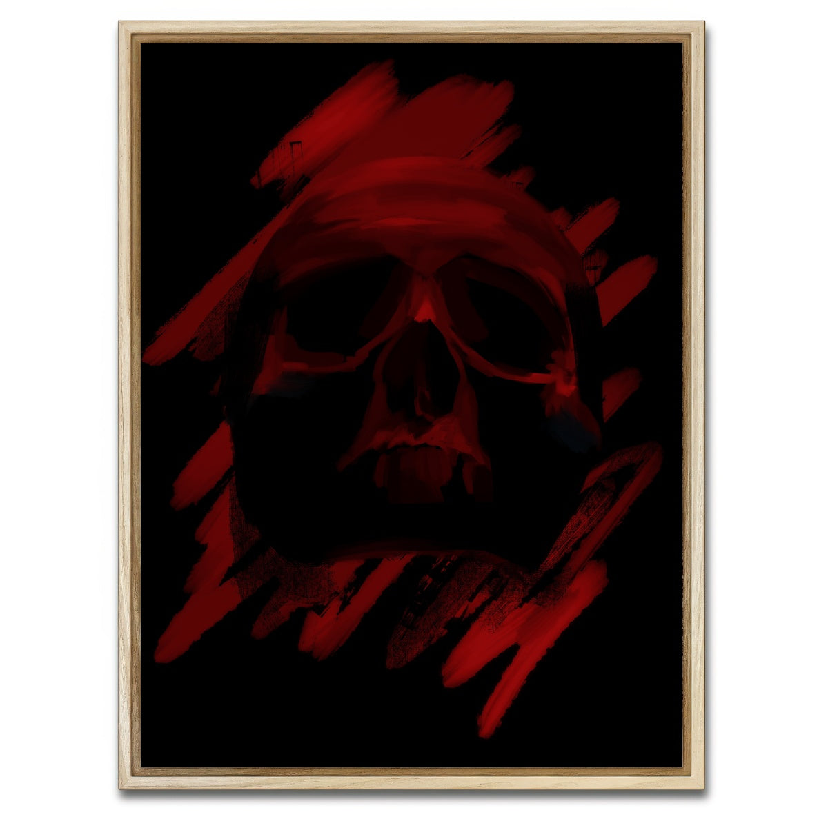 AUTO-MOCKUP WHITE | Blood Red Skull | 1 Piece | Natural Framed Canvas | group=3x4