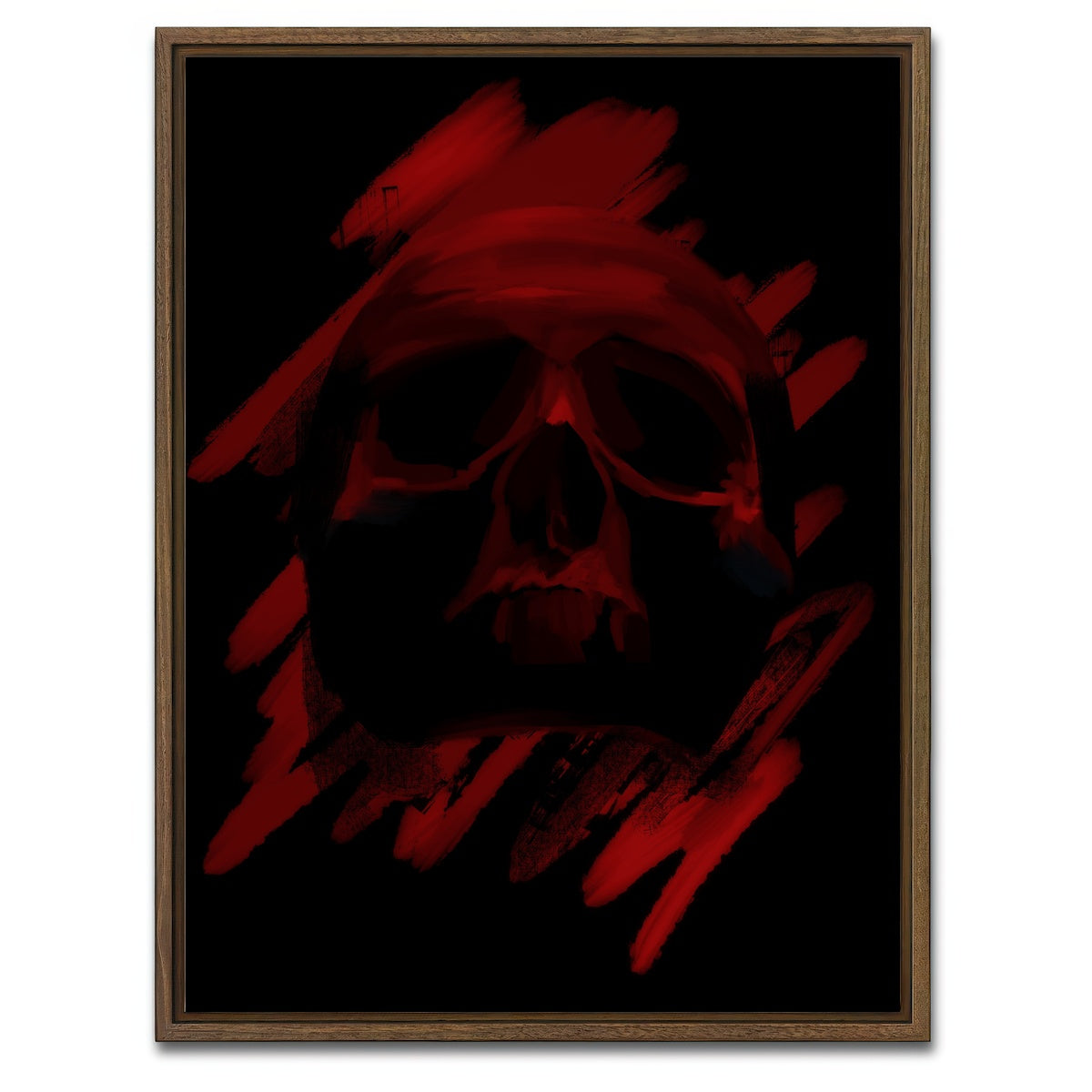 AUTO-MOCKUP WHITE | Blood Red Skull | 1 Piece | Walnut Framed Canvas | group=3x4