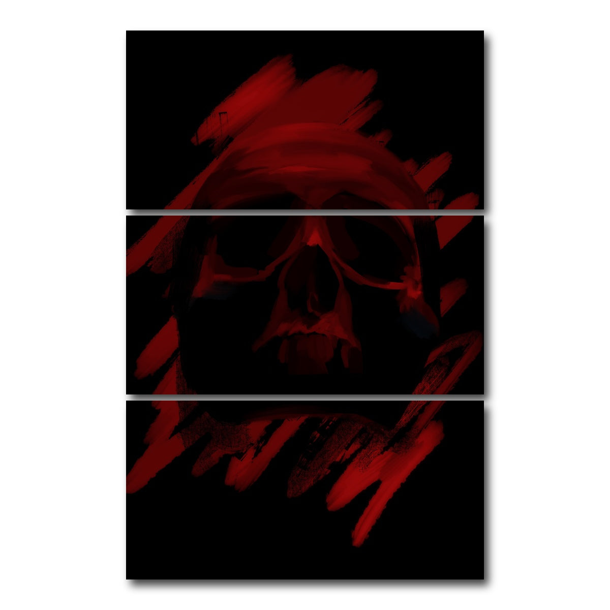 AUTO-MOCKUP WHITE | Blood Red Skull | 3 Piece | Gallery Wrap Canvas | group=12x24_stacked