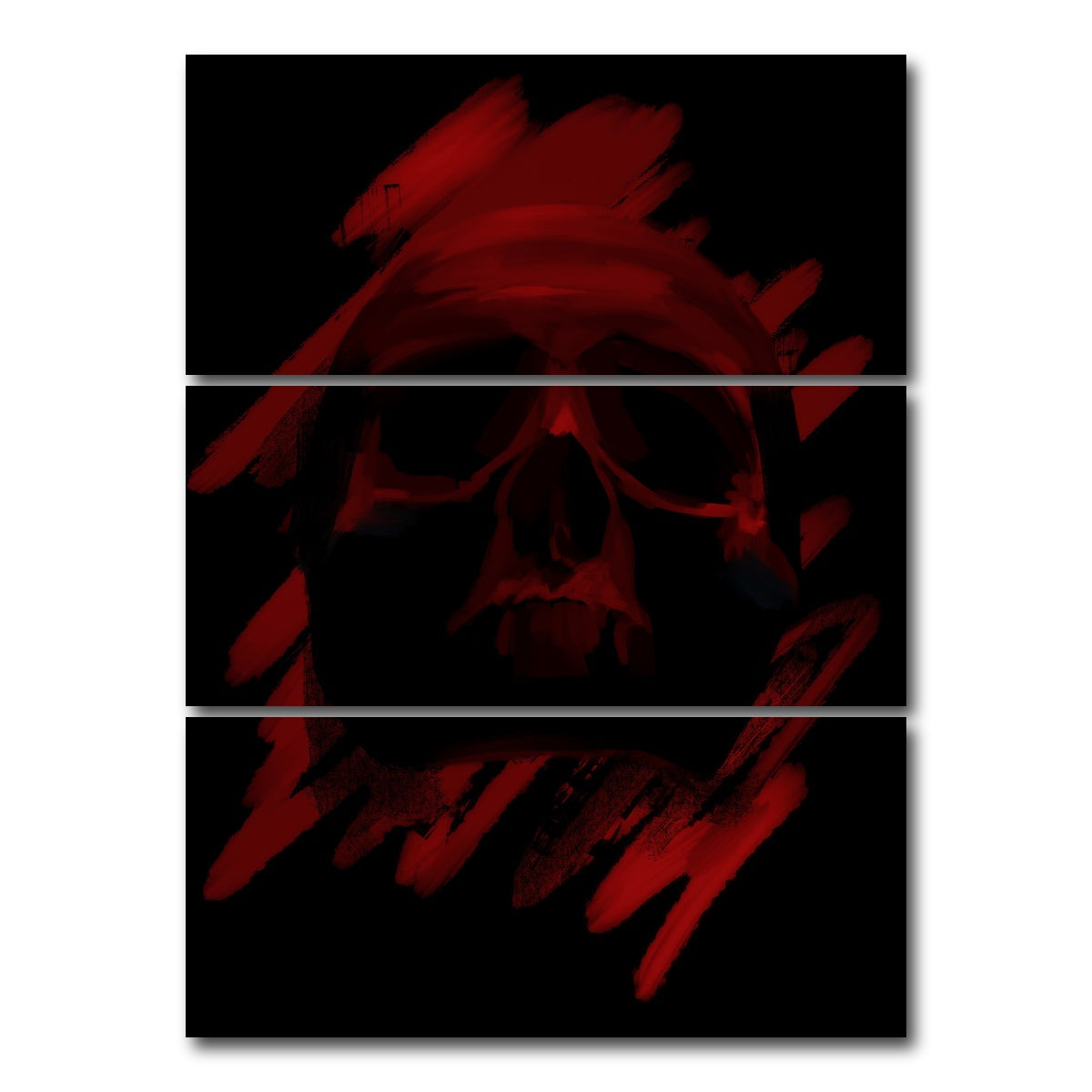 AUTO-MOCKUP WHITE | Blood Red Skull | 3 Piece | Gallery Wrap Canvas | group=8x18_stacked