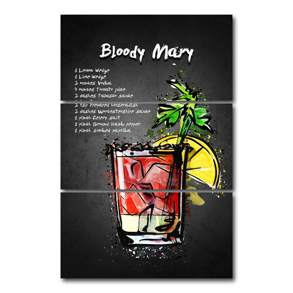 AUTO-MOCKUP WHITE | Bloody Mary | 3 Piece | Gallery Wrap Canvas | group=12x24_stacked