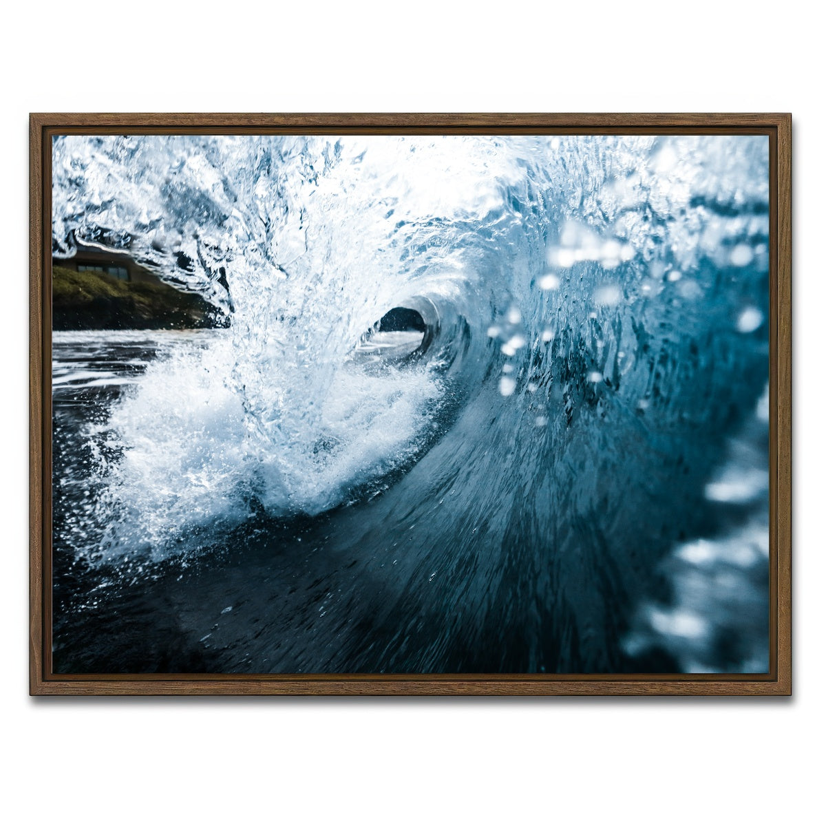AUTO-MOCKUP WHITE | Blue Barrel | 1 Piece | Walnut Framed Canvas | group=4x3