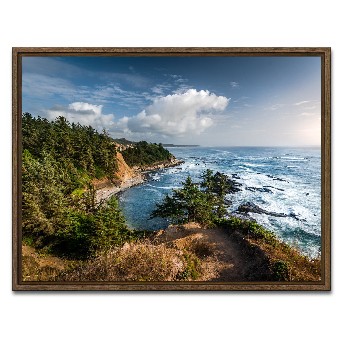 AUTO-MOCKUP WHITE | Blue Coast | 1 Piece | Walnut Framed Canvas | group=4x3