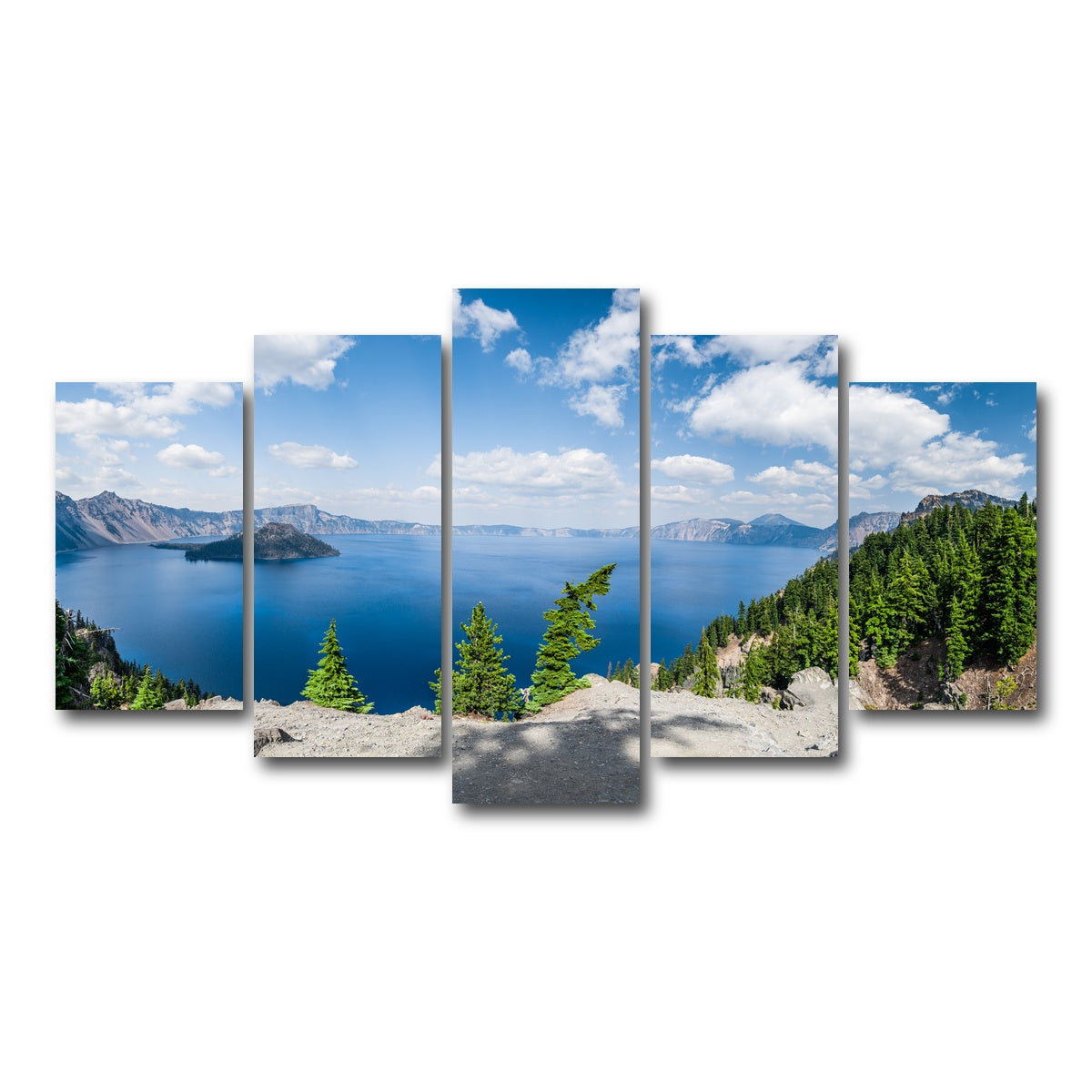AUTO-MOCKUP WHITE | Blue Crater Lake Panorama | 5 Piece | Gallery Wrap Canvas | group=5_normal