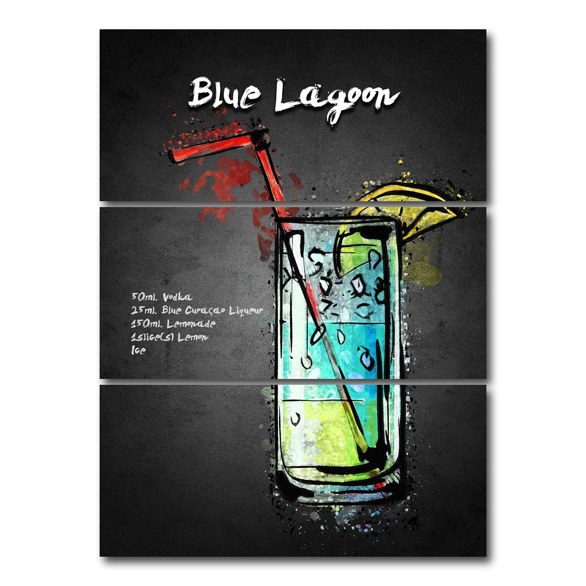 AUTO-MOCKUP WHITE | Blue Lagoon | 3 Piece | Gallery Wrap Canvas | group=8x18_stacked