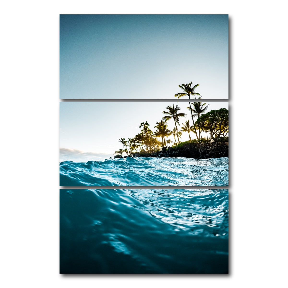 AUTO-MOCKUP WHITE | Blue Morning | 3 Piece | Gallery Wrap Canvas | group=12x24_stacked