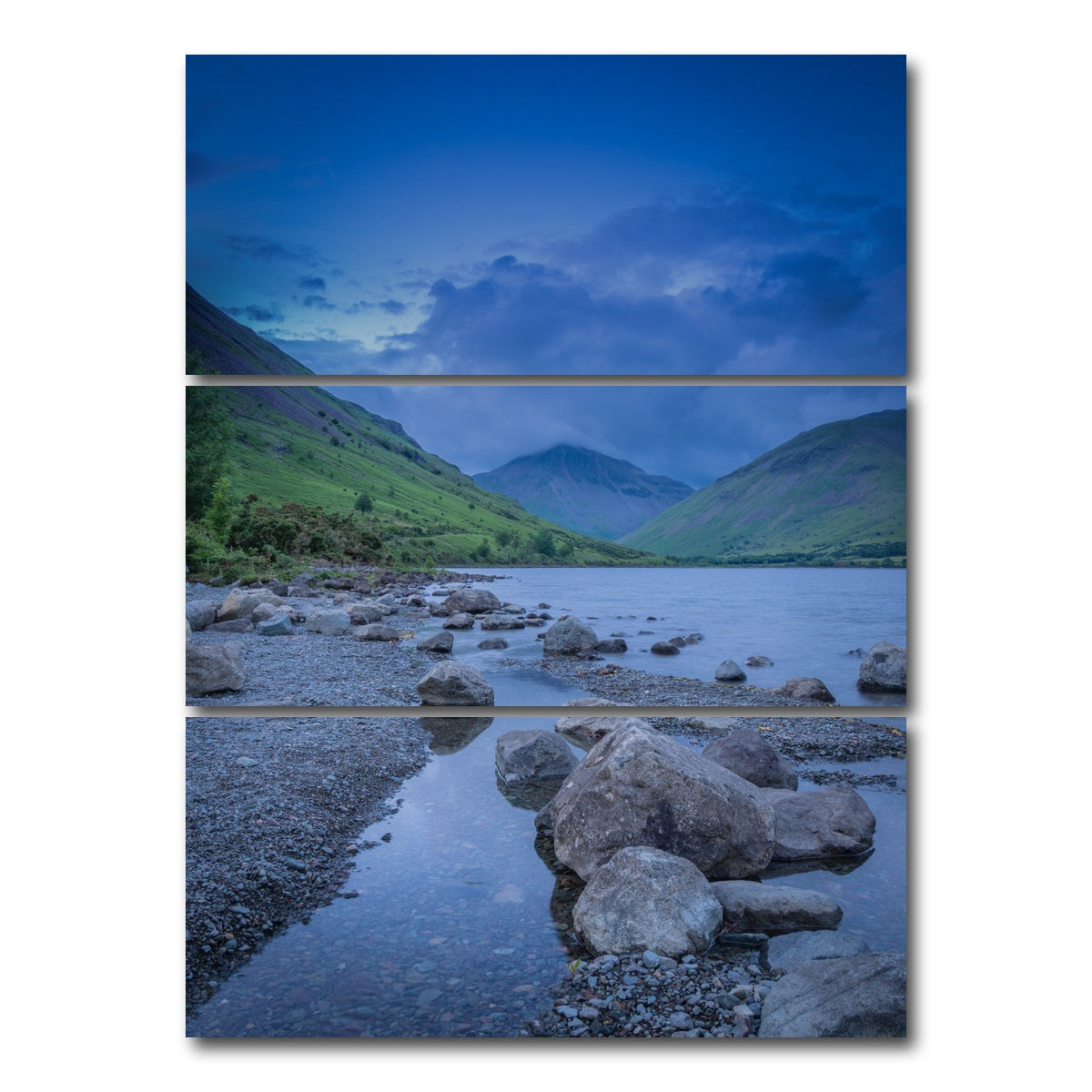AUTO-MOCKUP WHITE | Blue Pebbles | 3 Piece | Gallery Wrap Canvas | group=8x18_stacked