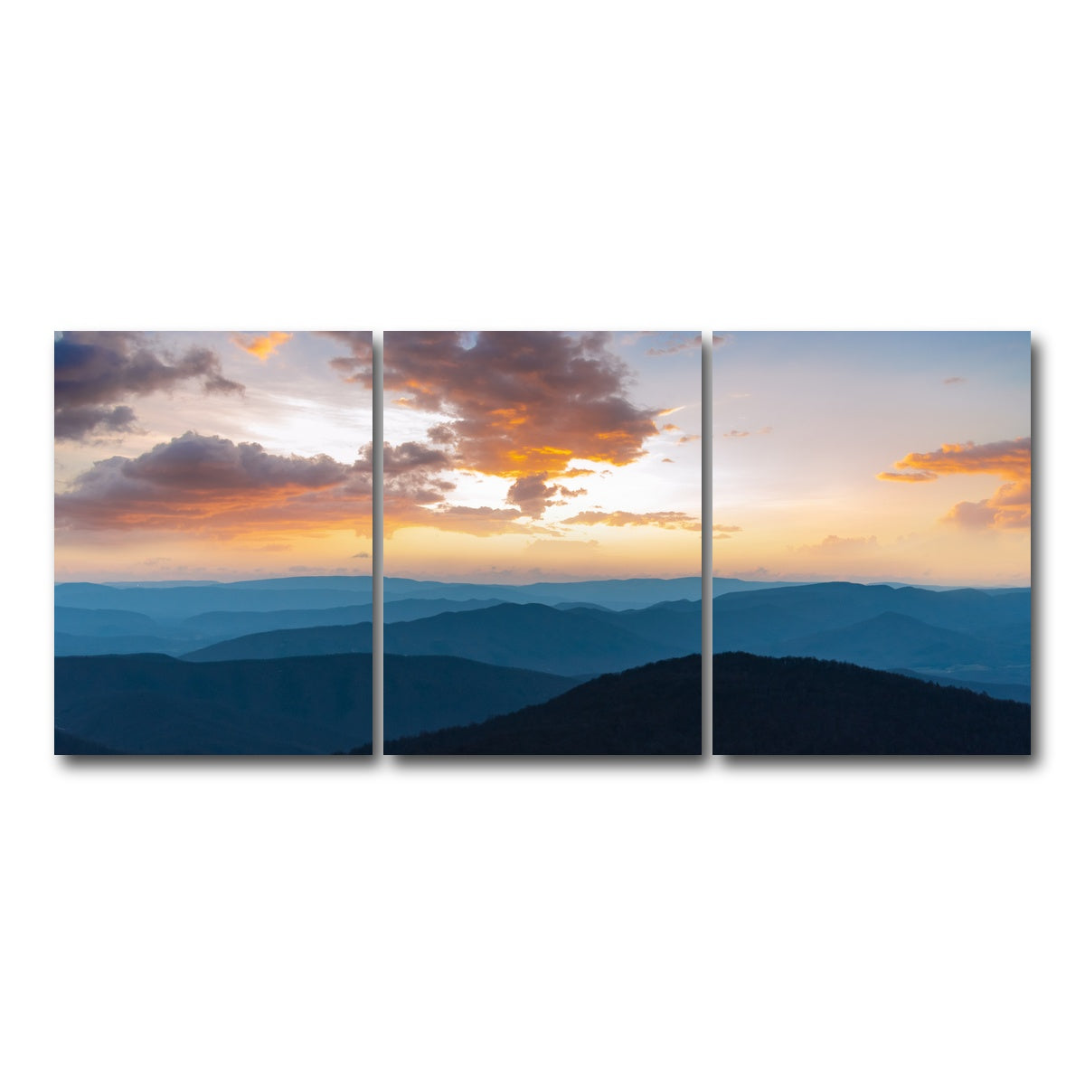 AUTO-MOCKUP WHITE | Blue Ridge Sunset | 3 Piece | Gallery Wrap Canvas | group=18x24
