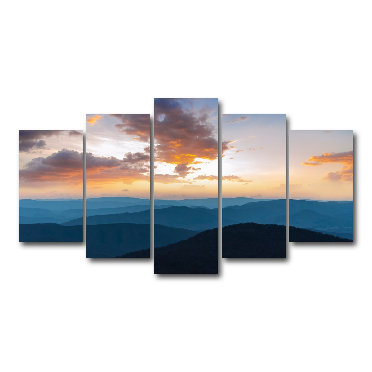AUTO-MOCKUP WHITE | Blue Ridge Sunset | 5 Piece | Gallery Wrap Canvas | group=5_normal