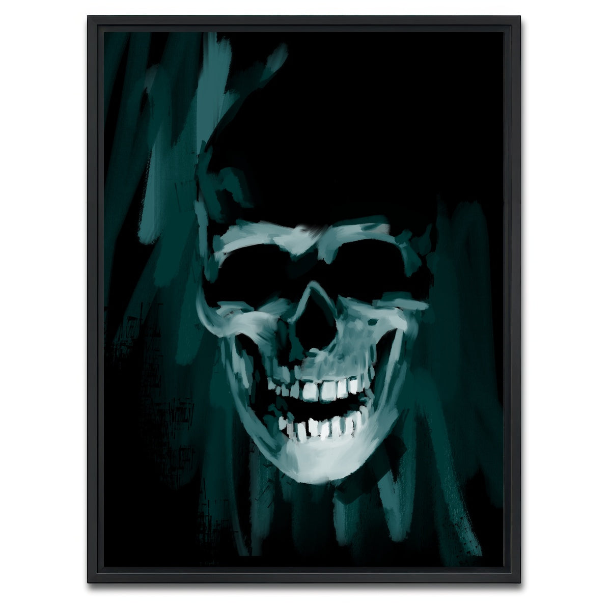 AUTO-MOCKUP WHITE | Blue Skull | 1 Piece | Black Framed Canvas | group=3x4