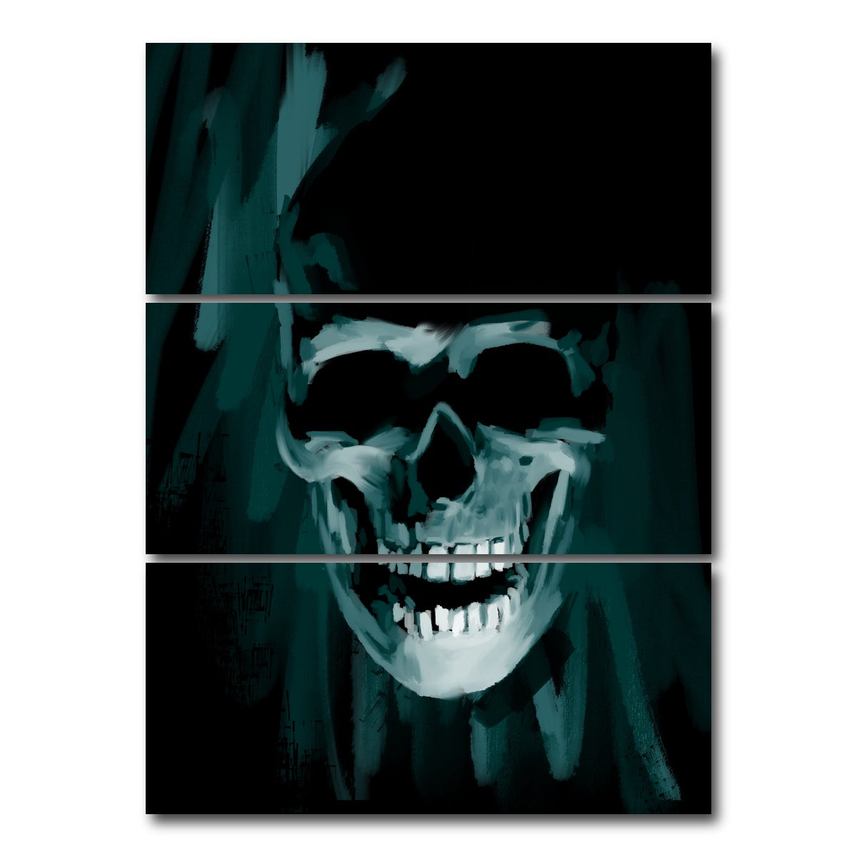 AUTO-MOCKUP WHITE | Blue Skull | 3 Piece | Gallery Wrap Canvas | group=8x18_stacked