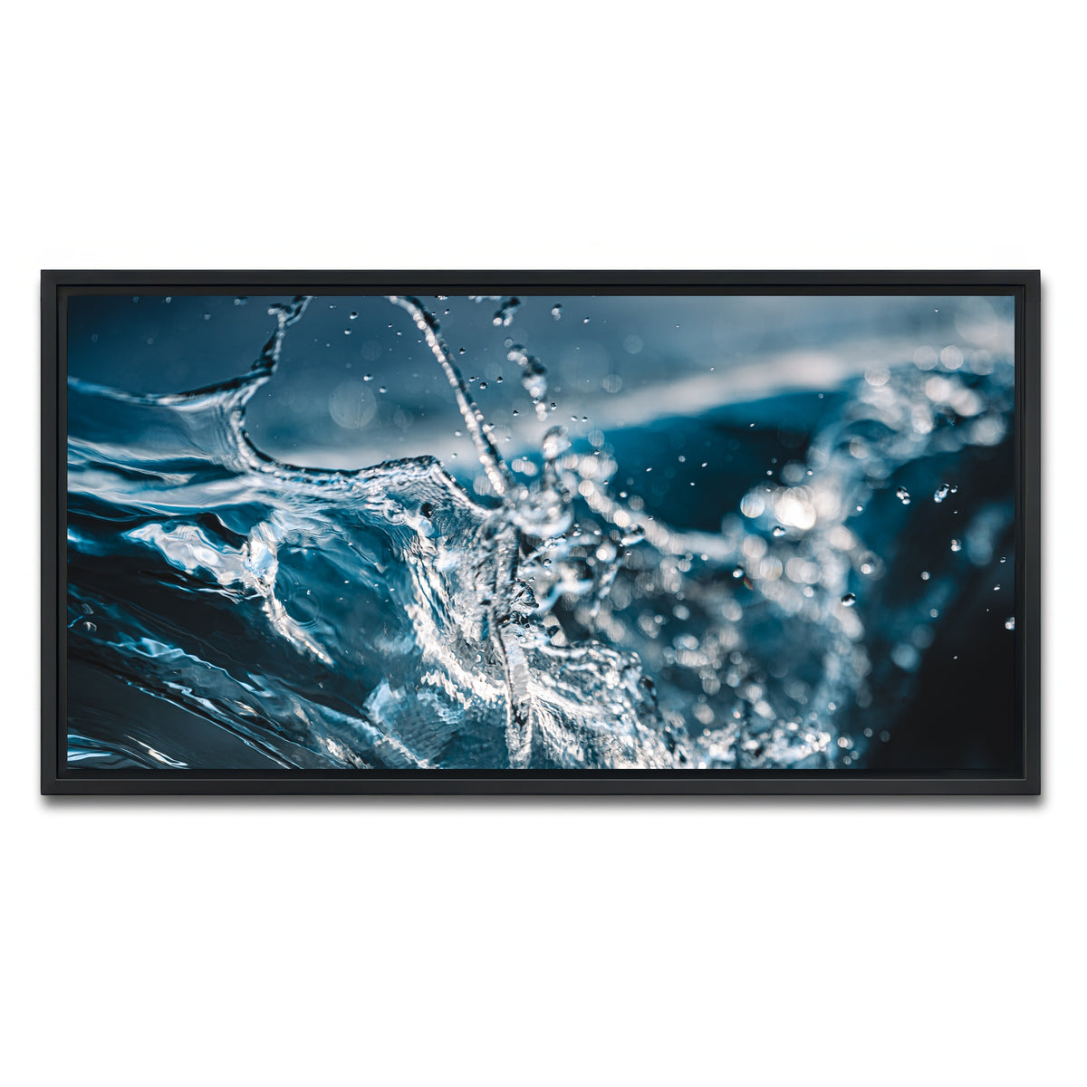 AUTO-MOCKUP WHITE | Blue Splash | 1 Piece | Black Framed Canvas | group=2x1