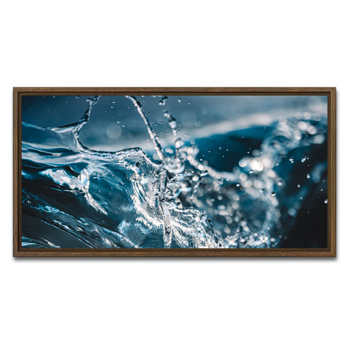 AUTO-MOCKUP WHITE | Blue Splash | 1 Piece | Walnut Framed Canvas | group=2x1