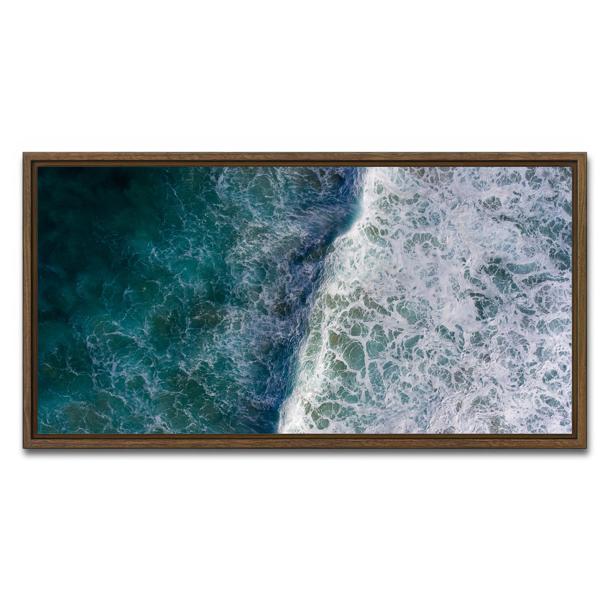 AUTO-MOCKUP WHITE | Blue Wave | 1 Piece | Walnut Framed Canvas | group=2x1