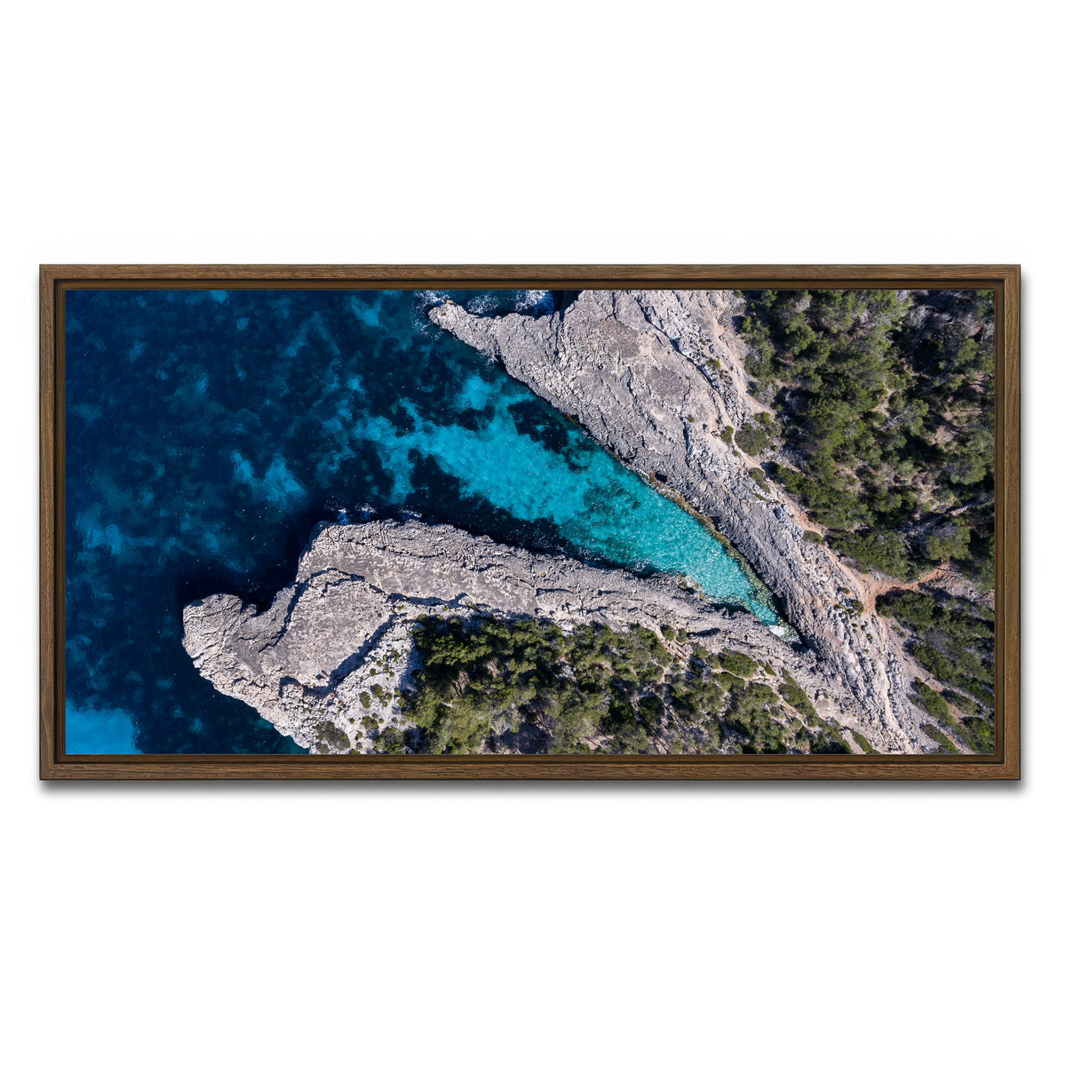 AUTO-MOCKUP WHITE | Blue and Green | 1 Piece | Walnut Framed Canvas | group=2x1