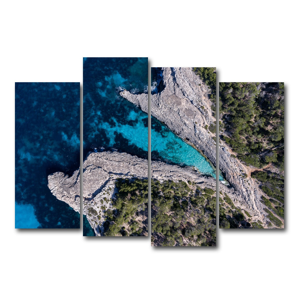 AUTO-MOCKUP WHITE | Blue and Green | 4 Piece | Gallery Wrap Canvas | group=4_normal