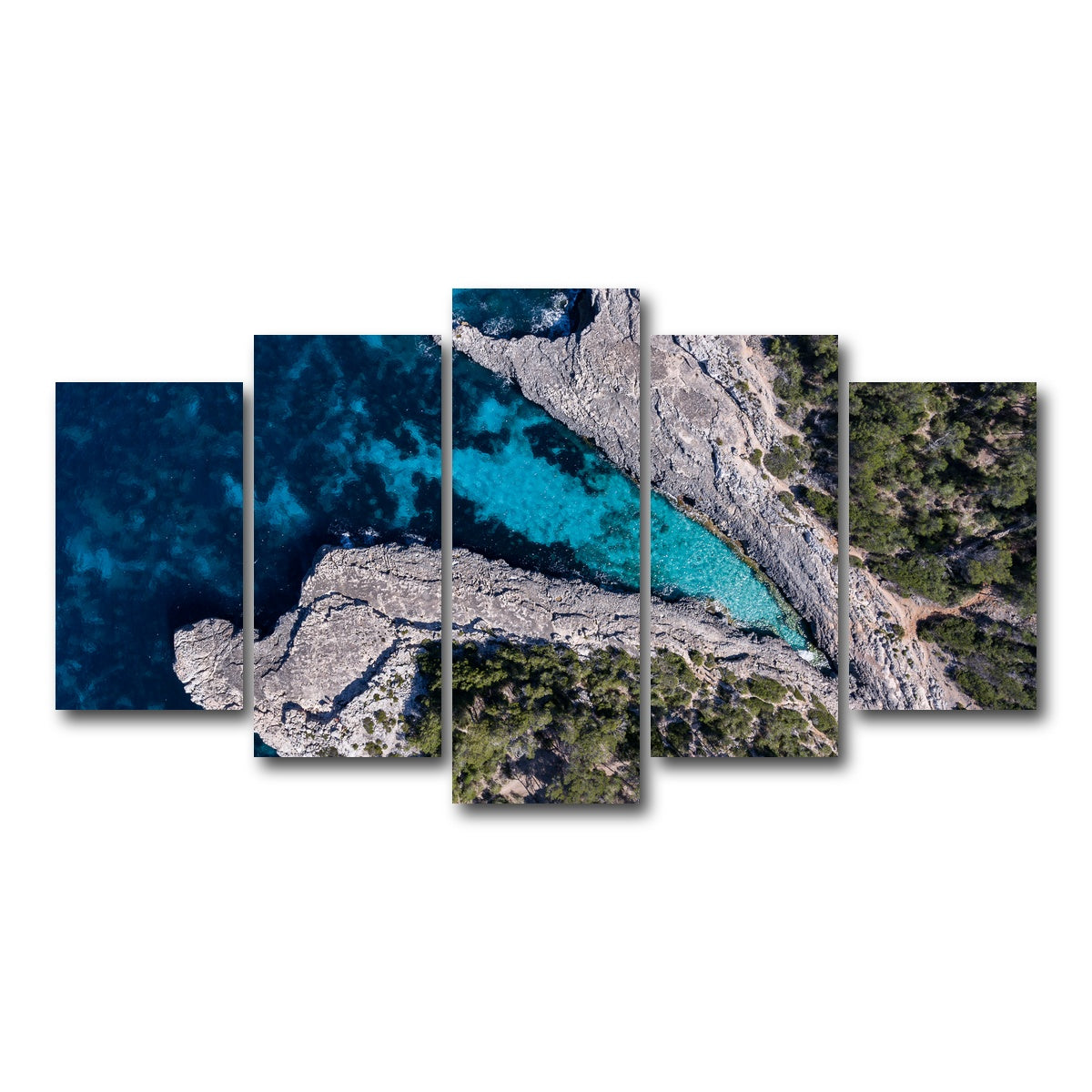 AUTO-MOCKUP WHITE | Blue and Green | 5 Piece | Gallery Wrap Canvas | group=5_normal