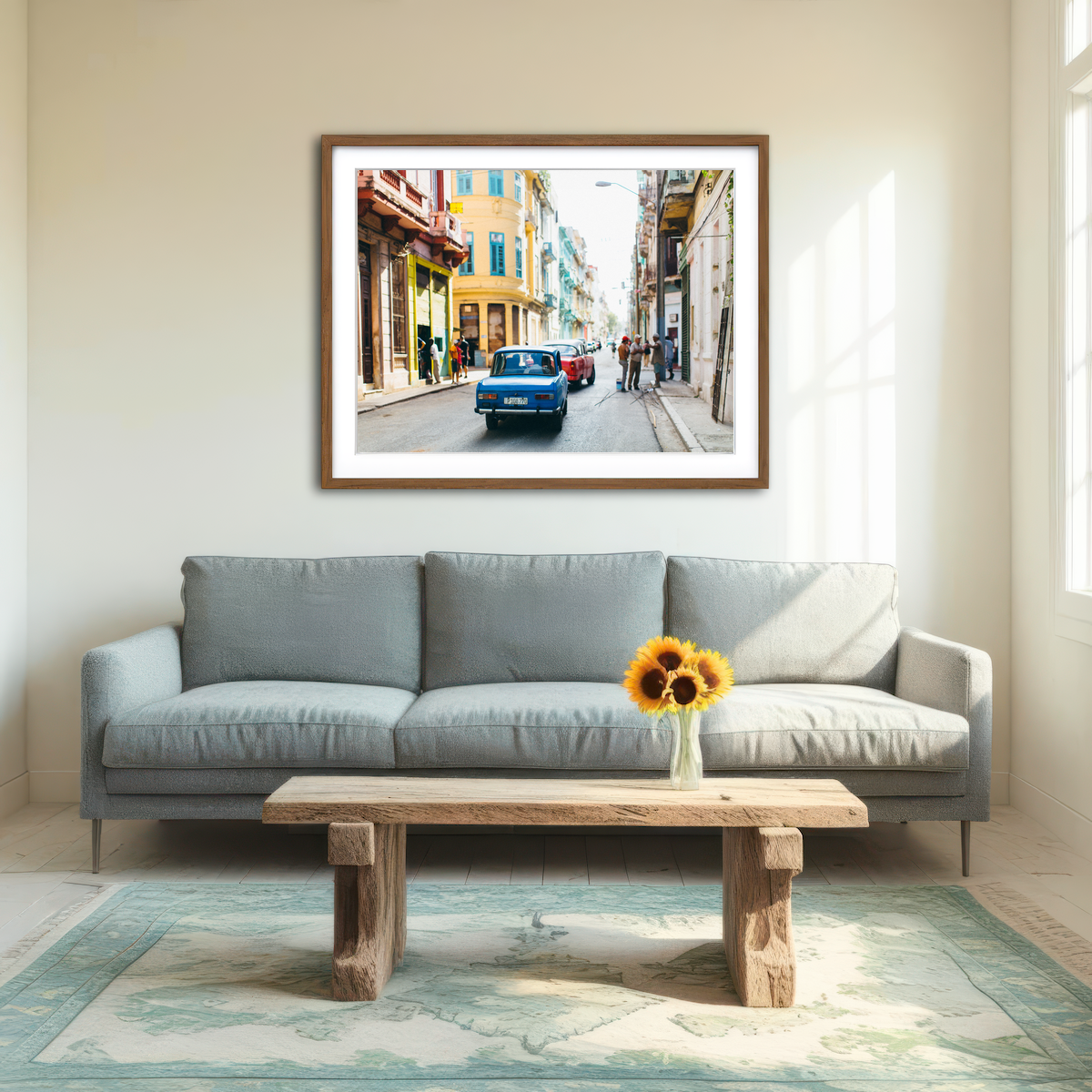 AUTO-MOCKUP ROOM | Blue Car in Cuba Wall Art
