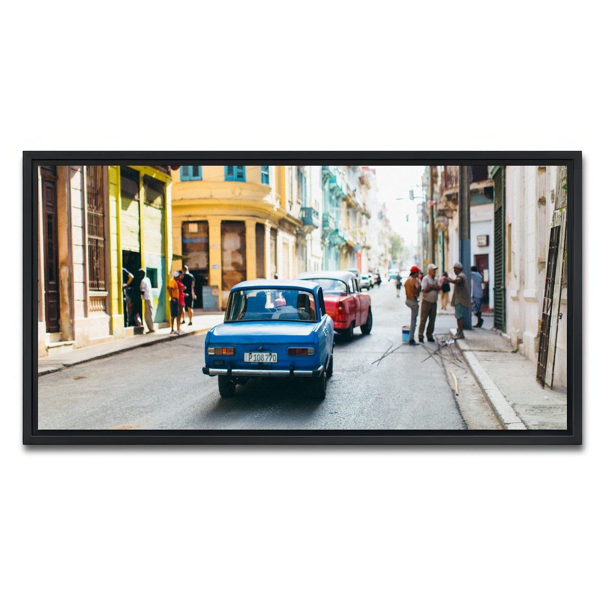 AUTO-MOCKUP WHITE | Blue car in Cuba | 1 Piece | Black Framed Canvas | group=2x1
