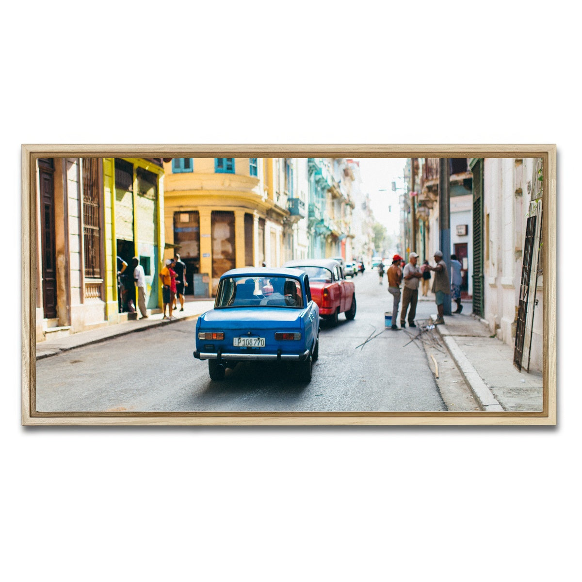 AUTO-MOCKUP WHITE | Blue car in Cuba | 1 Piece | Natural Framed Canvas | group=2x1
