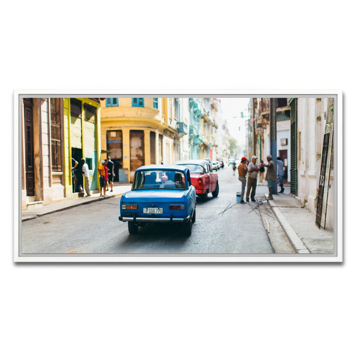 AUTO-MOCKUP WHITE | Blue car in Cuba | 1 Piece | White Framed Canvas | group=2x1