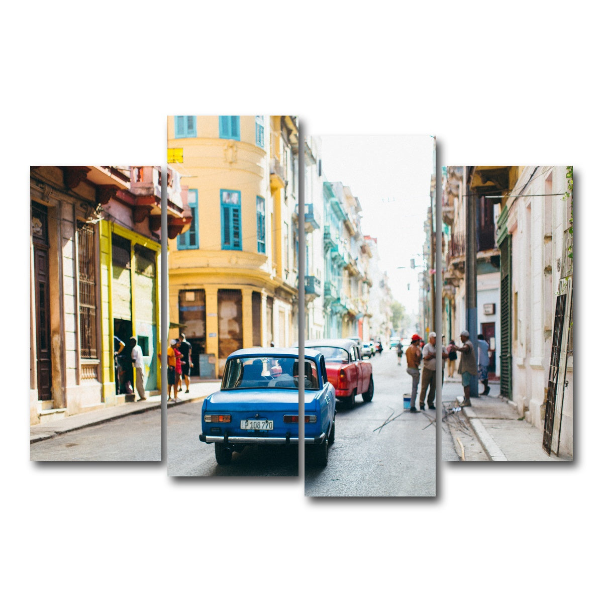 AUTO-MOCKUP WHITE | Blue car in Cuba | 4 Piece | Gallery Wrap Canvas | group=4_normal