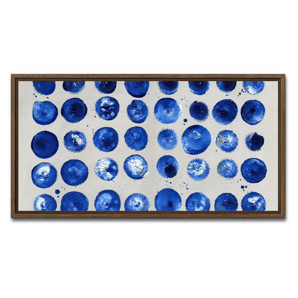 AUTO-MOCKUP WHITE | Blue circles | 1 Piece | Walnut Framed Canvas | group=2x1
