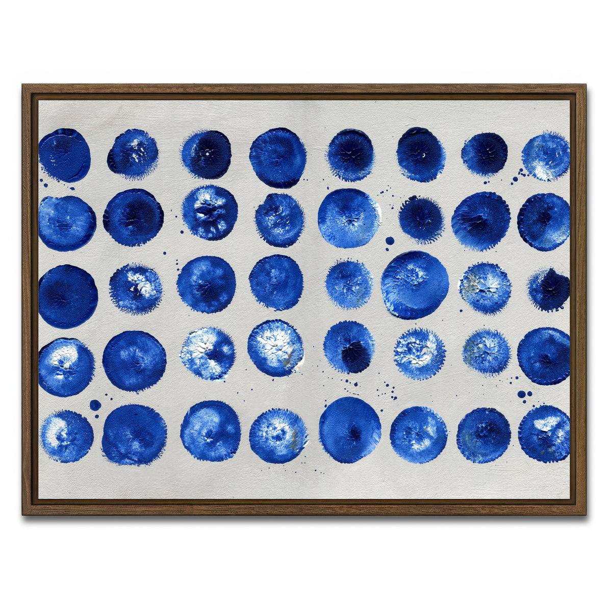 AUTO-MOCKUP WHITE | Blue circles | 1 Piece | Walnut Framed Canvas | group=4x3