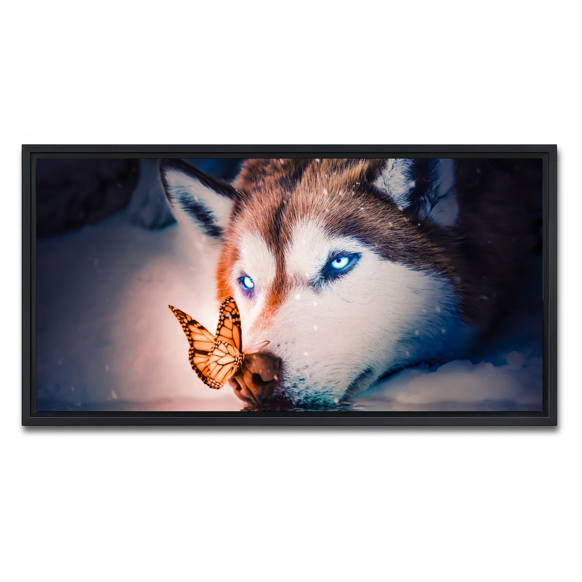 AUTO-MOCKUP WHITE | Blue eyes wolf | 1 Piece | Black Framed Canvas | group=2x1