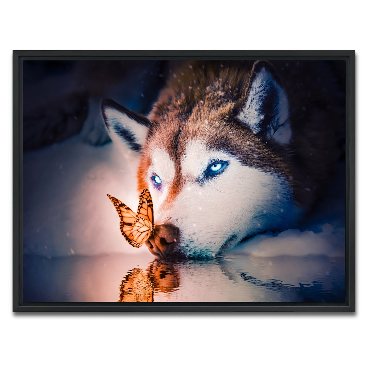 AUTO-MOCKUP WHITE | Blue eyes wolf | 1 Piece | Black Framed Canvas | group=4x3