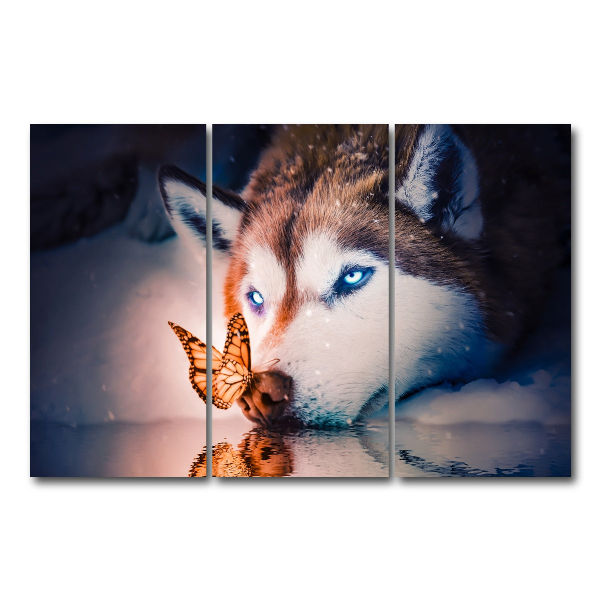 AUTO-MOCKUP WHITE | Blue eyes wolf | 3 Piece | Gallery Wrap Canvas | group=12x24