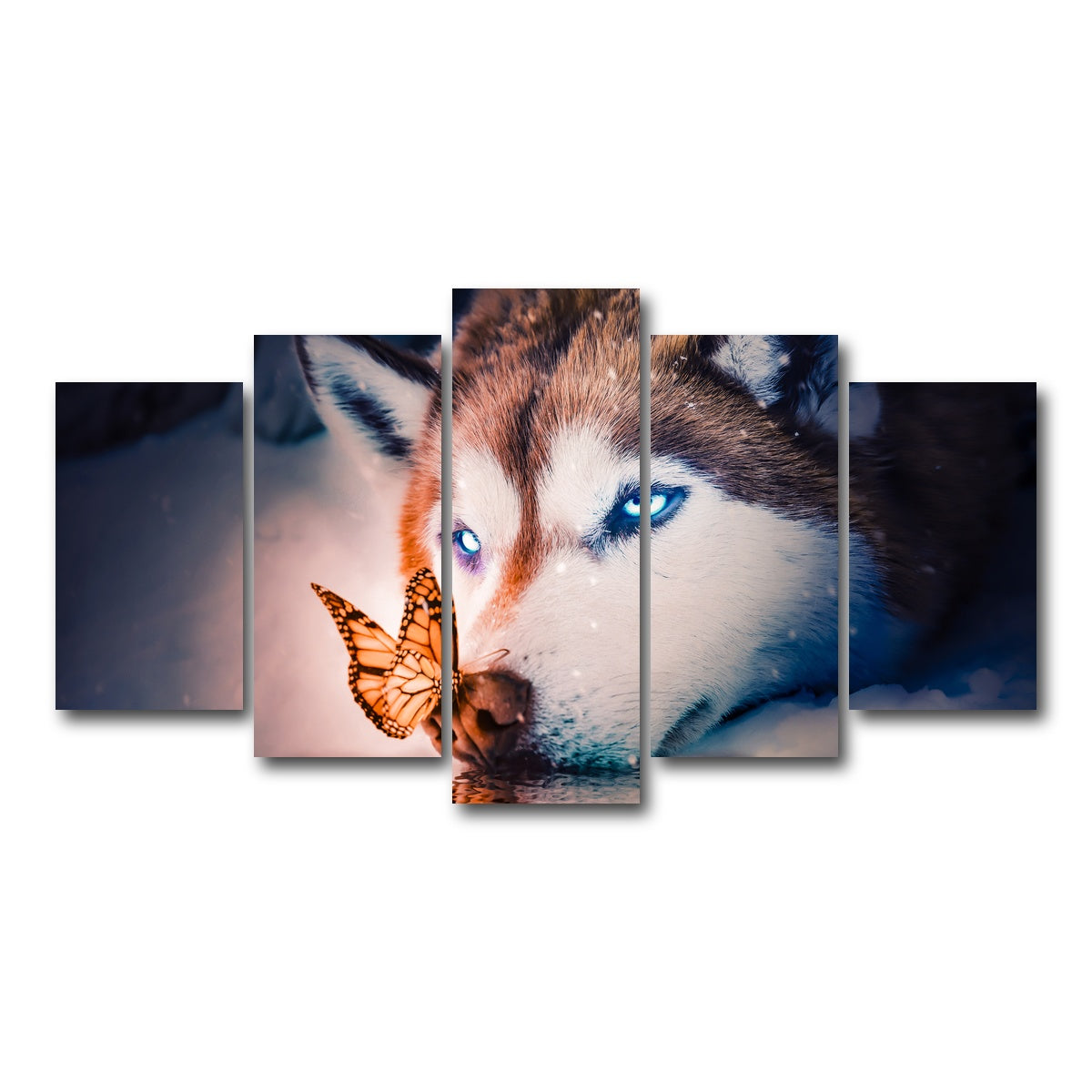 AUTO-MOCKUP WHITE | Blue eyes wolf | 5 Piece | Gallery Wrap Canvas | group=5_normal