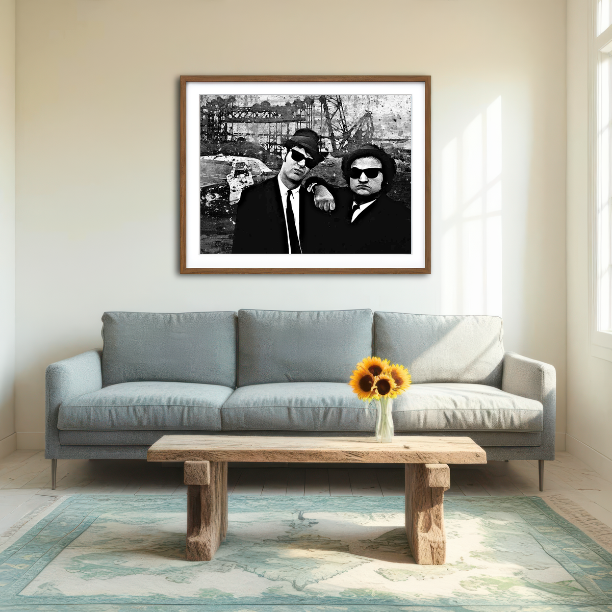 AUTO-MOCKUP ROOM | Blues Brothers Grayscale Wall Art
