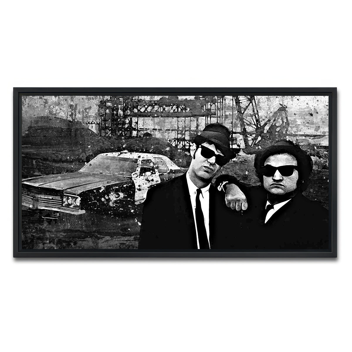 AUTO-MOCKUP WHITE | Blues Brothers grayscale | 1 Piece | Black Framed Canvas | group=2x1