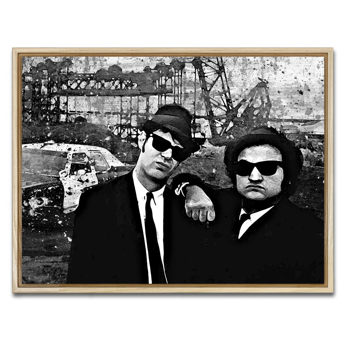 AUTO-MOCKUP WHITE | Blues Brothers grayscale | 1 Piece | Natural Framed Canvas | group=4x3