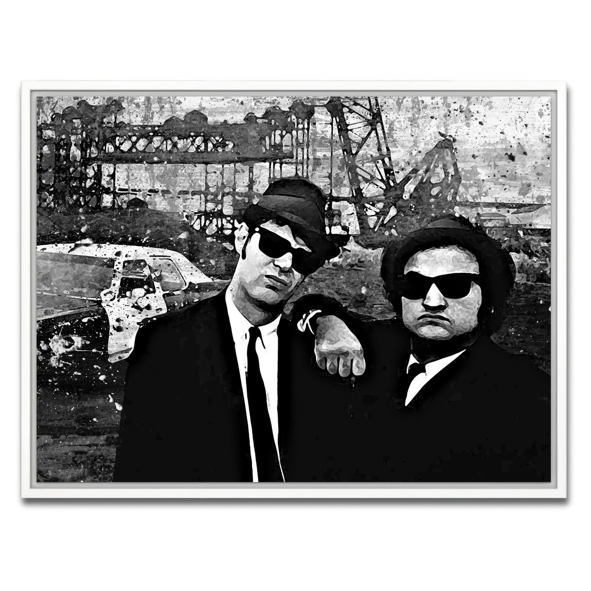 AUTO-MOCKUP WHITE | Blues Brothers grayscale | 1 Piece | White Framed Canvas | group=4x3