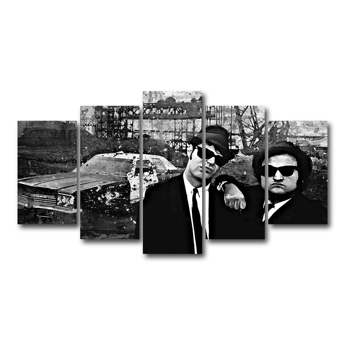 AUTO-MOCKUP WHITE | Blues Brothers grayscale | 5 Piece | Gallery Wrap Canvas | group=5_normal