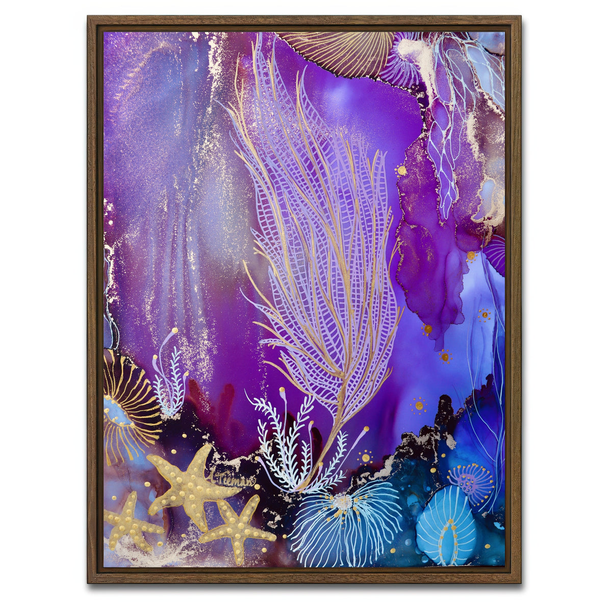 AUTO-MOCKUP WHITE | Blushing Reef | 1 Piece | Walnut Framed Canvas | group=3x4