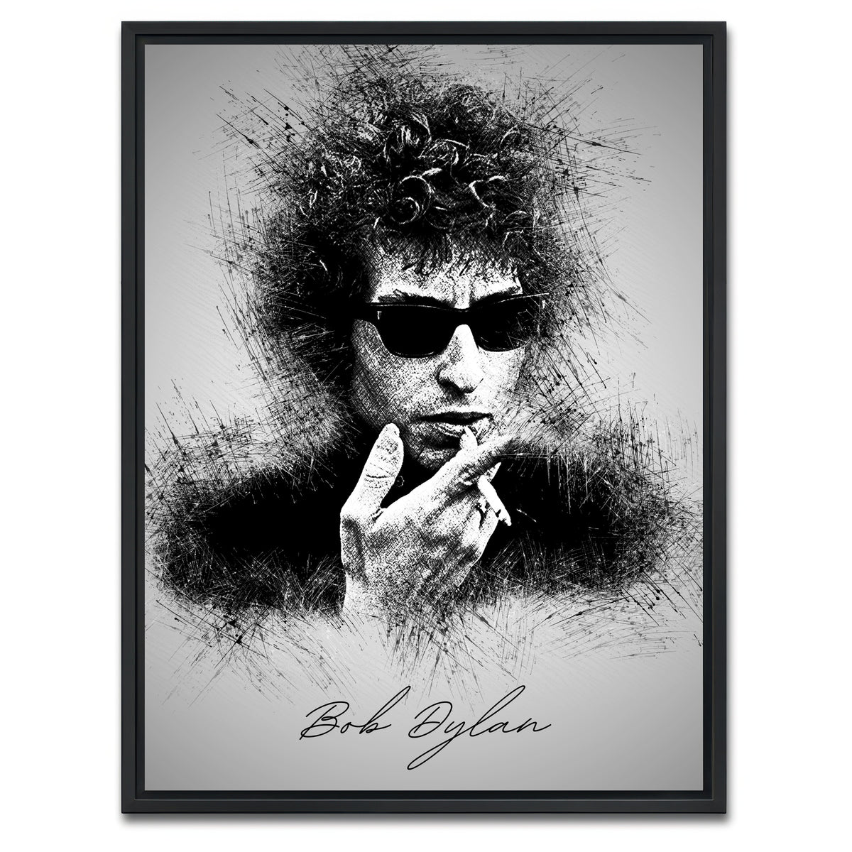 AUTO-MOCKUP WHITE | Bob Dylan | 1 Piece | Black Framed Canvas | group=3x4
