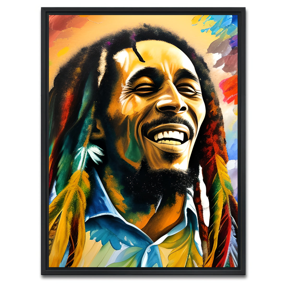 AUTO-MOCKUP WHITE | Bob Marley Colorful | 1 Piece | Black Framed Canvas | group=3x4