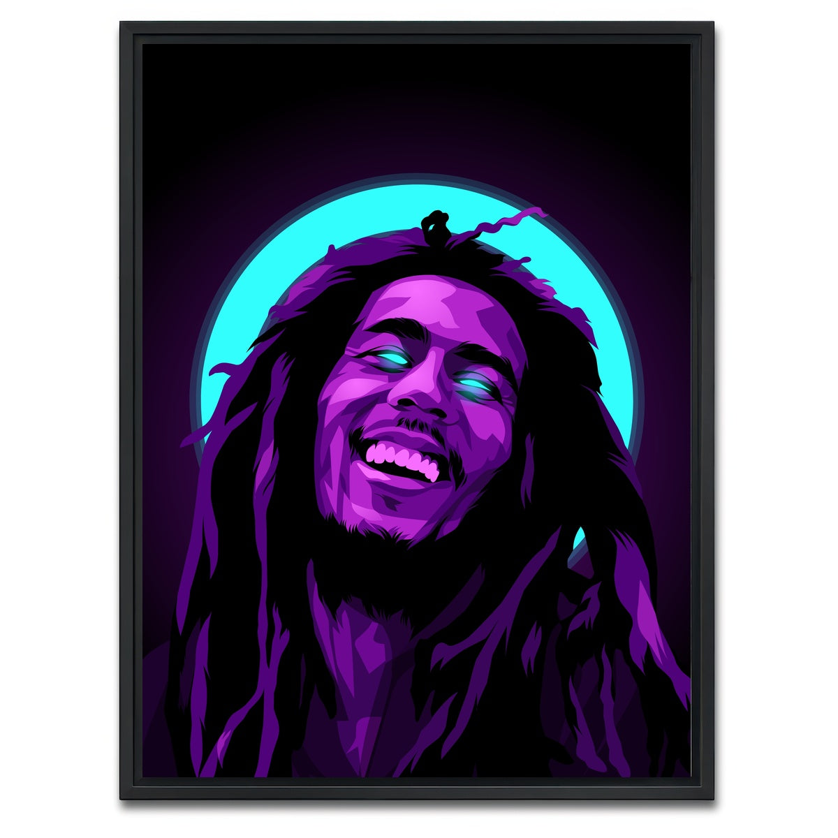AUTO-MOCKUP WHITE | Bob Marley Halo | 1 Piece | Black Framed Canvas | group=3x4