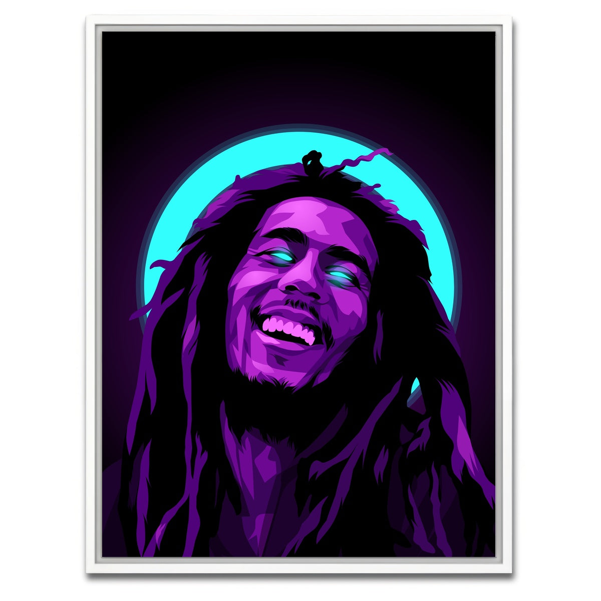 AUTO-MOCKUP WHITE | Bob Marley Halo | 1 Piece | White Framed Canvas | group=3x4