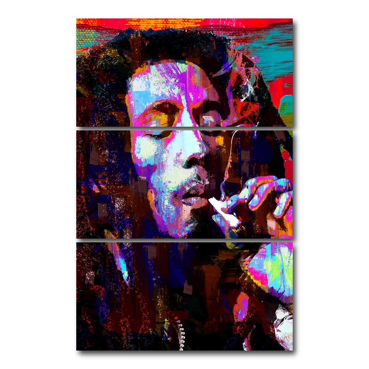 AUTO-MOCKUP WHITE | Bob Marley Joint | 3 Piece | Gallery Wrap Canvas | group=12x24_stacked