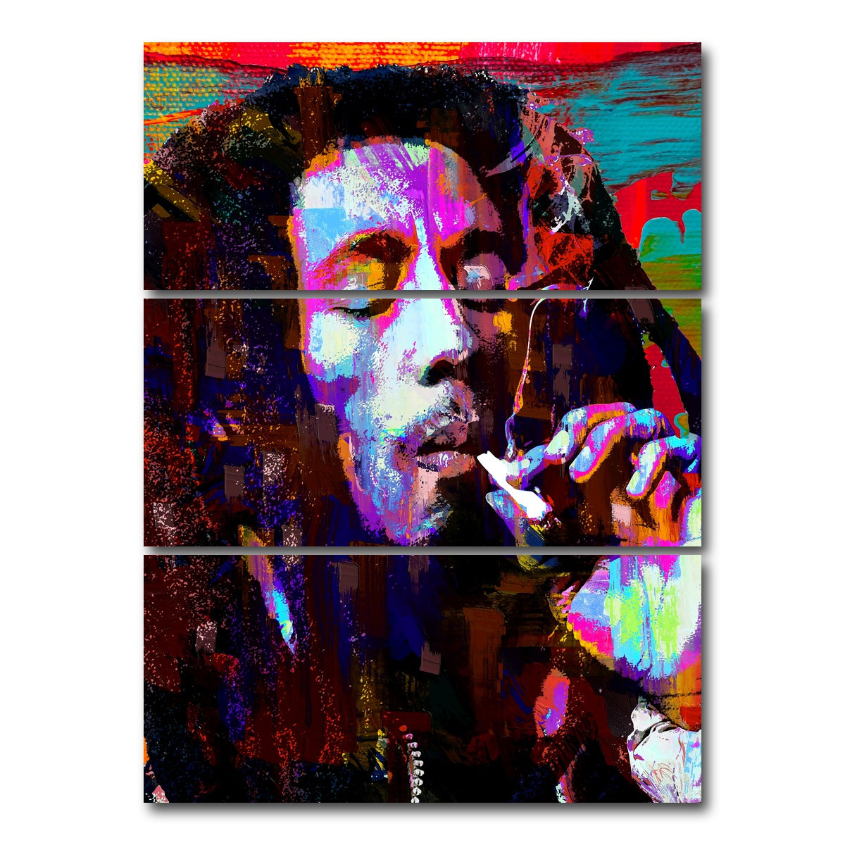 AUTO-MOCKUP WHITE | Bob Marley Joint | 3 Piece | Gallery Wrap Canvas | group=8x18_stacked