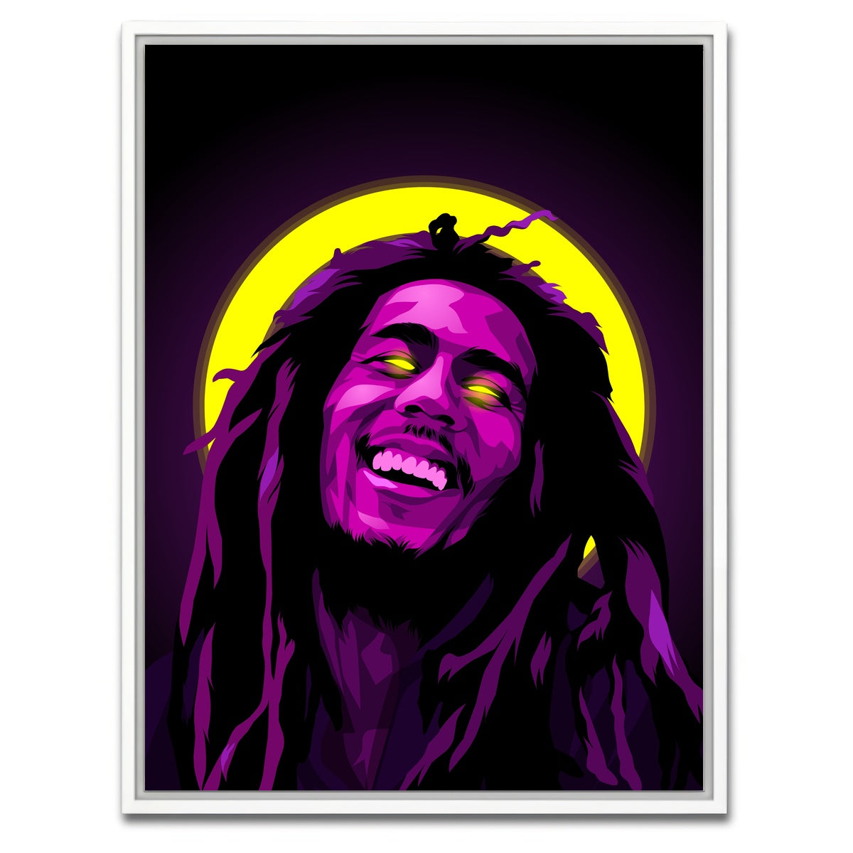 AUTO-MOCKUP WHITE | Bob Marley Purple | 1 Piece | White Framed Canvas | group=3x4